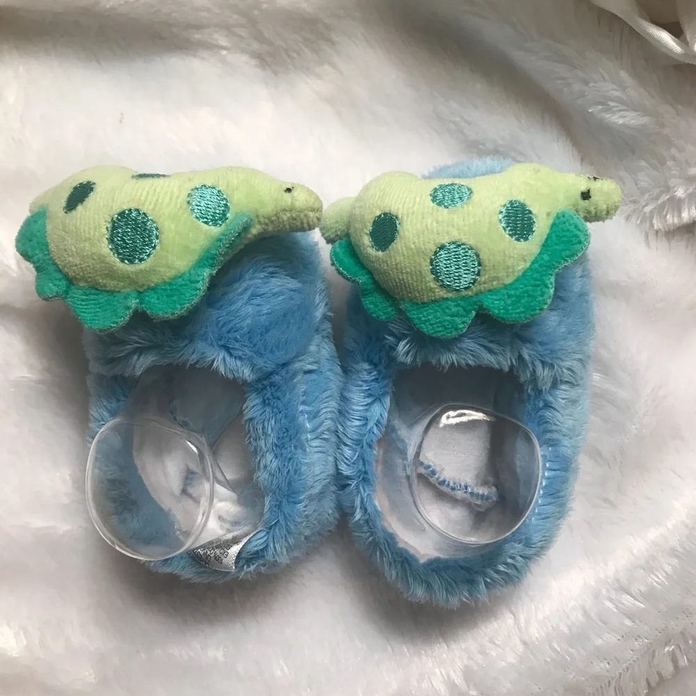 Newborn Baby Fuzzy Dinosaur Sock Booties